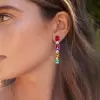 12ctw Cushion Cut Multicolor Sapphire Drop Earrings