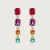 12ctw Cushion Cut Multicolor Sapphire Drop Earrings