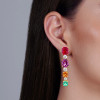 12ctw Cushion Cut Multicolor Sapphire Drop Earrings