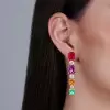 12ctw Cushion Cut Multicolor Sapphire Drop Earrings