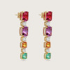 12ctw Cushion Cut Multicolor Sapphire Drop Earrings
