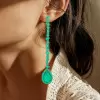 9ctw Halo Pear Cut Emerald Drop Earrings
