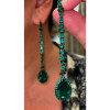 9ctw Halo Pear Cut Emerald Drop Earrings