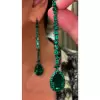 9ctw Halo Pear Cut Emerald Drop Earrings