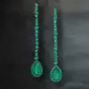 9ctw Halo Pear Cut Emerald Drop Earrings
