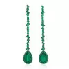 9ctw Halo Pear Cut Emerald Drop Earrings