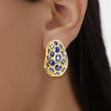 11ctw Oval Cut Blue Sapphire Vintage Huggie Hoop Earrings