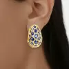 11ctw Oval Cut Blue Sapphire Vintage Huggie Hoop Earrings