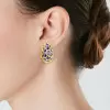 11ctw Oval Cut Blue Sapphire Vintage Huggie Hoop Earrings