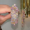 25ctw Round Cut Multicolor Sapphire Chandelier Earrings