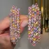 25ctw Round Cut Multicolor Sapphire Chandelier Earrings