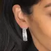 16ctw Baguette Cut White Sapphire Oval Hoop Earrings