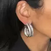 16ctw Baguette Cut White Sapphire Oval Hoop Earrings
