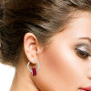 8ctw Invisible Set Blue Sapphire/Ruby Ball Drop Earrings