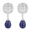 40ctw Invisible Set Blue Sapphire Vintage Drop Earrings