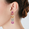 9ctw Baguette Cut Multicolor Sapphire Chandelier Earrings