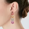 9ctw Baguette Cut Multicolor Sapphire Chandelier Earrings
