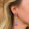 9ctw Baguette Cut Multicolor Sapphire Chandelier Earrings