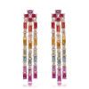 9ctw Baguette Cut Multicolor Sapphire Chandelier Earrings