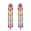 9ctw Baguette Cut Multicolor Sapphire Chandelier Earrings