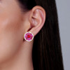 6ctw Pink Sapphire and Ruby Clustered Flower Stud Earrings