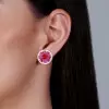 6ctw Pink Sapphire and Ruby Clustered Flower Stud Earrings