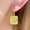 22ctw Cushion Cut Yellow Sapphire Classic Drop Earrings