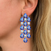 16ctw Pear Cut Blue Sapphire Chandelier Earrings