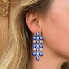 16ctw Pear Cut Blue Sapphire Chandelier Earrings