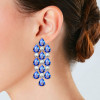 16ctw Pear Cut Blue Sapphire Chandelier Earrings