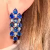 16ctw Pear Cut Blue Sapphire Chandelier Earrings