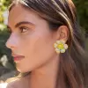 15ctw White and Yellow Sapphire Clustered Flower Earrings