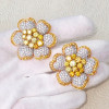 15ctw White and Yellow Sapphire Clustered Flower Earrings