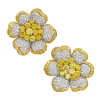 15ctw White and Yellow Sapphire Clustered Flower Earrings