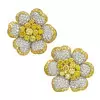 15ctw White and Yellow Sapphire Clustered Flower Earrings