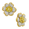15ctw White and Yellow Sapphire Clustered Flower Earrings