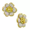 15ctw White and Yellow Sapphire Clustered Flower Earrings