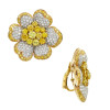 15ctw White and Yellow Sapphire Clustered Flower Earrings