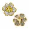 15ctw White and Yellow Sapphire Clustered Flower Earrings
