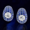 10ctw Invisibly Set Blue Sapphire Vintage Huggie Hoop Earrings
