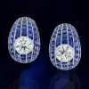 10ctw Invisibly Set Blue Sapphire Vintage Huggie Hoop Earrings
