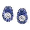 10ctw Invisibly Set Blue Sapphire Vintage Huggie Hoop Earrings