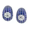 10ctw Invisibly Set Blue Sapphire Vintage Huggie Hoop Earrings