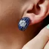 10ctw Invisibly Set Blue Sapphire Vintage Huggie Hoop Earrings
