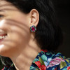 12ctw Cushion Cut Fuchsia Sapphire Halo Stud Earrings