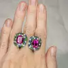 12ctw Cushion Cut Fuchsia Sapphire Halo Stud Earrings