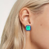 22ctw Asscher Cut Emerald Sapphire Halo Stud Earrings