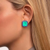 22ctw Asscher Cut Emerald Sapphire Halo Stud Earrings