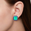 22ctw Asscher Cut Emerald Sapphire Halo Stud Earrings