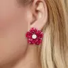 30ctw Invisibly Set Blue Sapphire Flower Stud Earrings
